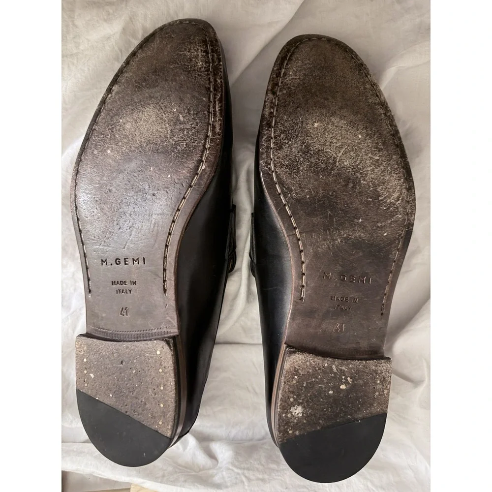 M.GEMI Men's Black Leather Loafers - EU 41 (US 8)